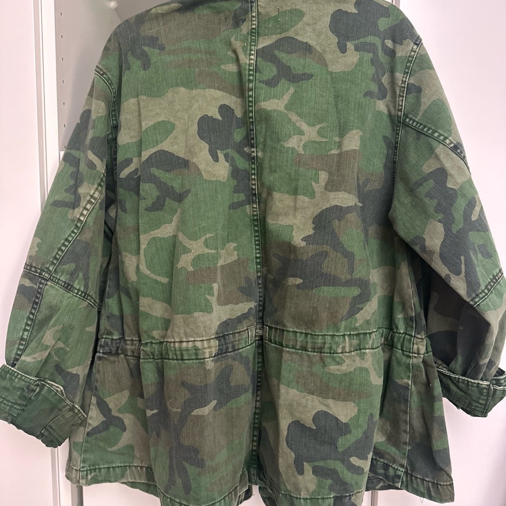 Free People Seize The Day Green Camo Print Utility Jacket - Picture 3 of 7